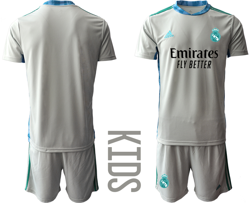 Youth 2020-2021 club Real Madrid grey goalkeeper Soccer Jerseys